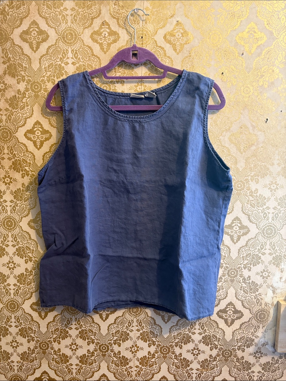 L.L. Bean Women's Sleeveless Linen Tank - Navy Blue